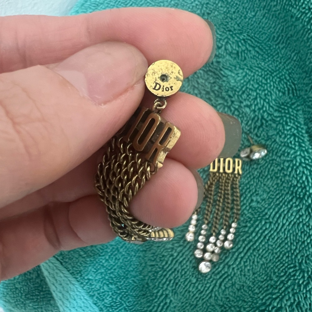 Dior Gold and Silver Crystal Earrings - Picture 2 of 3